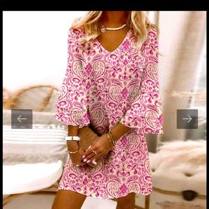 PINK PRINTED MINI DRESS - Yobery - “Brand New” never worn, tag still on.